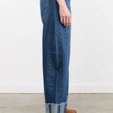 B Sides Jeans Apparel Womens Denim Relaxed Cuffed Lasso in Cate Wash
