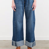 B Sides Jeans Apparel Womens Denim Relaxed Cuffed Lasso in Cate Wash