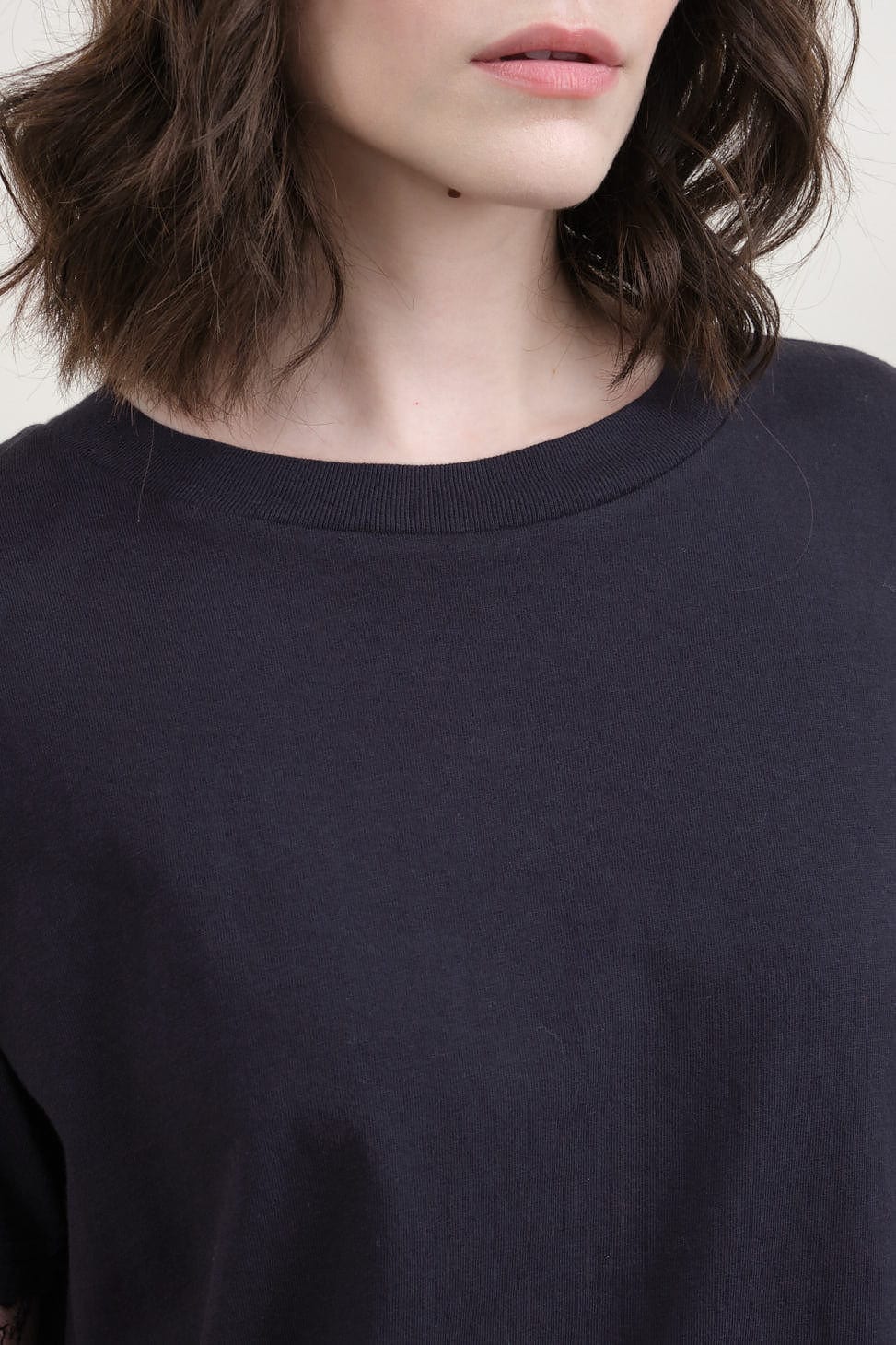 Neckline on Short Sleeve T Shirt in Marine Overdye