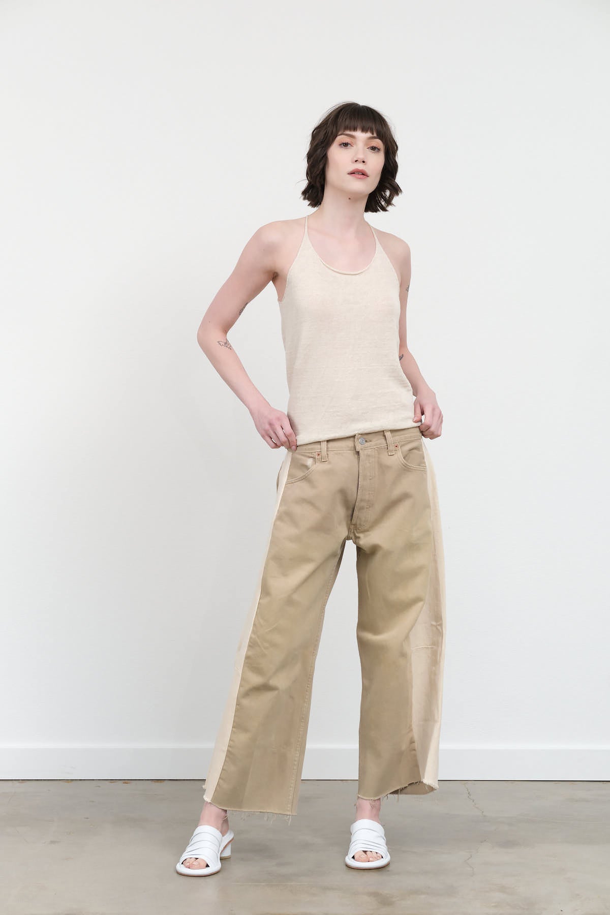 Styled view of Vintage Lasso Jean in Ecru