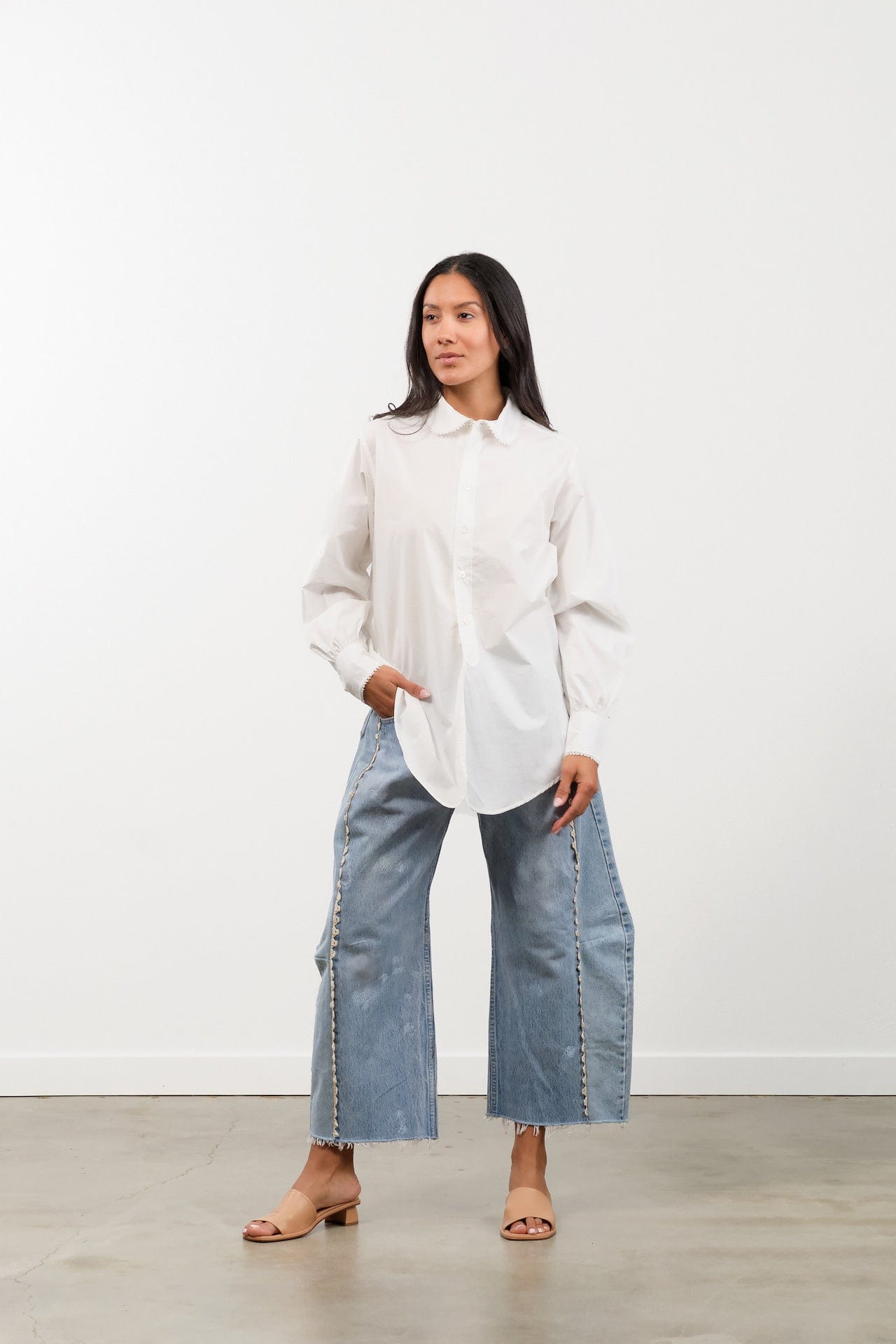 B Sides Jeans Apparel Womens Denim Vintage Lasso Jean with Tatted Lace