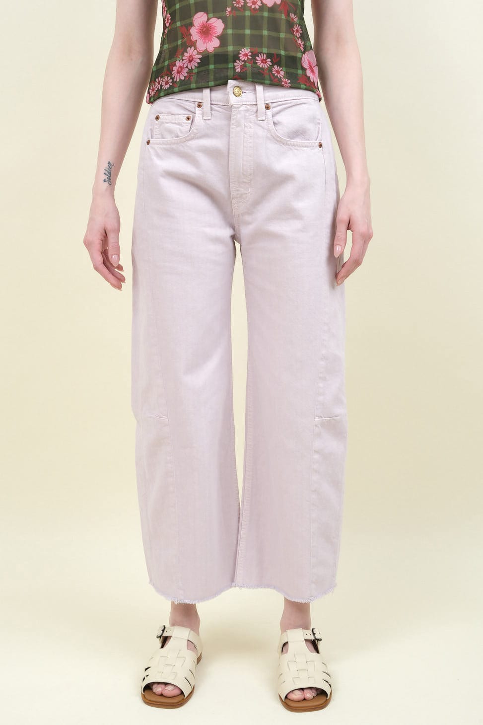 Front of Lasso Jean in Hibiscus