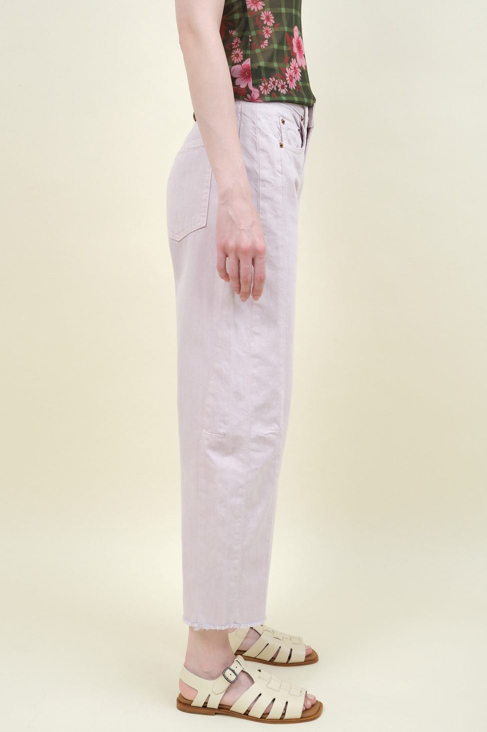 Side of Lasso Jean in Hibiscus