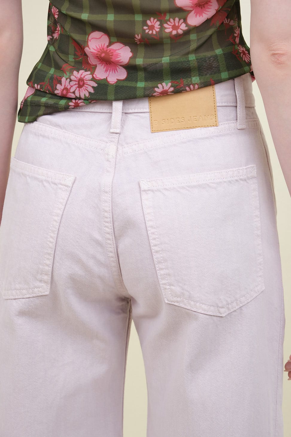 Back pocket on Lasso Jean in Hibiscus