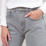 Rise on Leroy Mid Relaxed Bow Jean in Grey Stone Wash