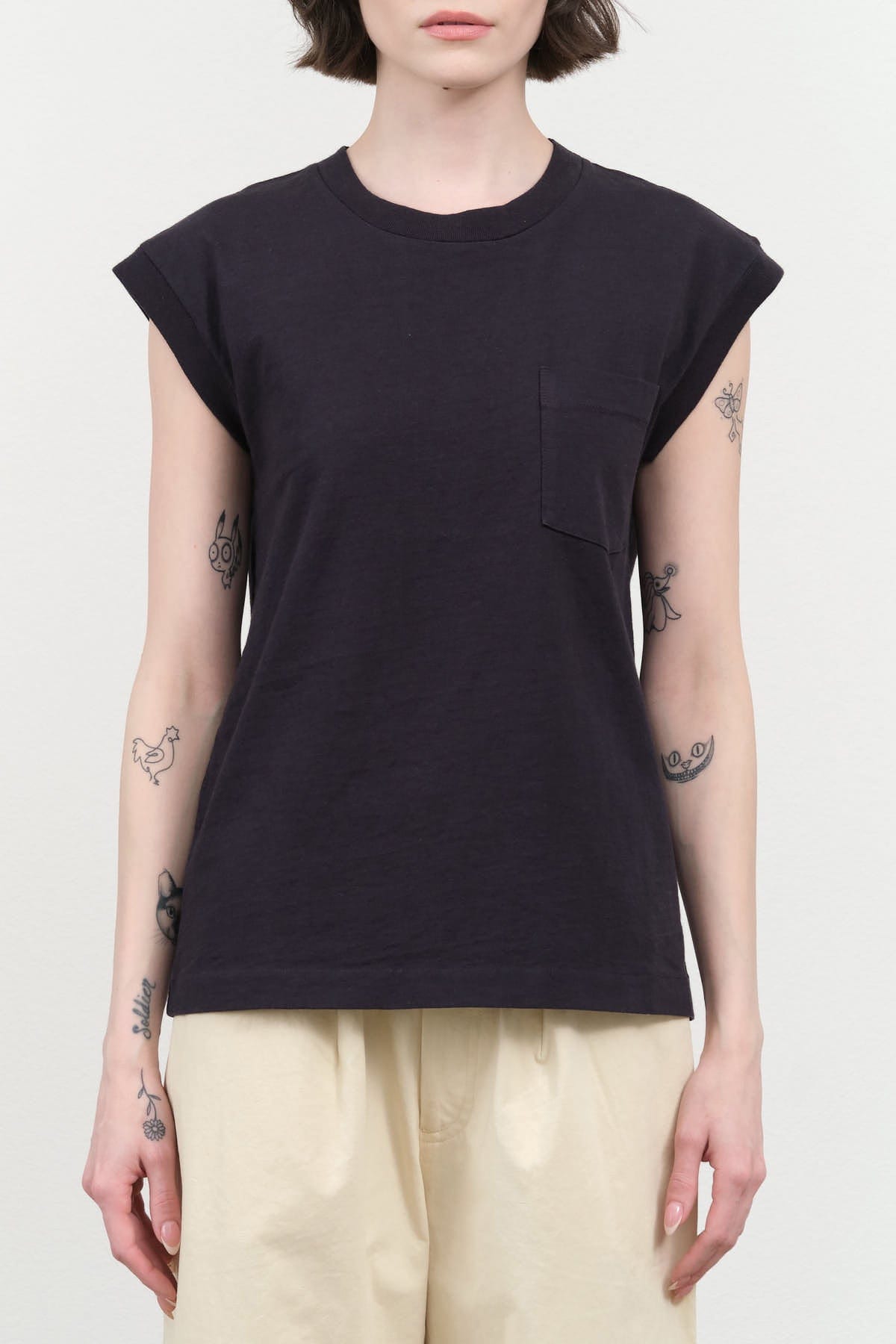 B Sides Jeans Apparel Womens Tees Pocket Tank in Marine Overdye
