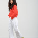 Styled view of Vintage Lasso Jean in Ecru White