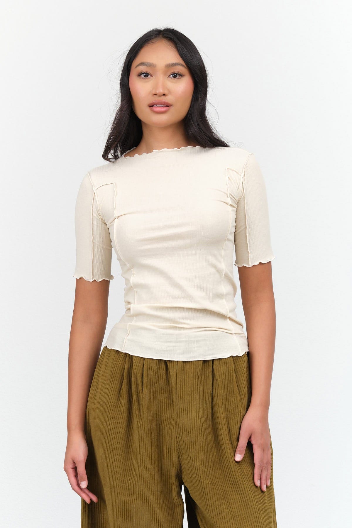 Baserange Apparel Womens Tees Omato 3/4 Tee in Off White Off White / XSmall