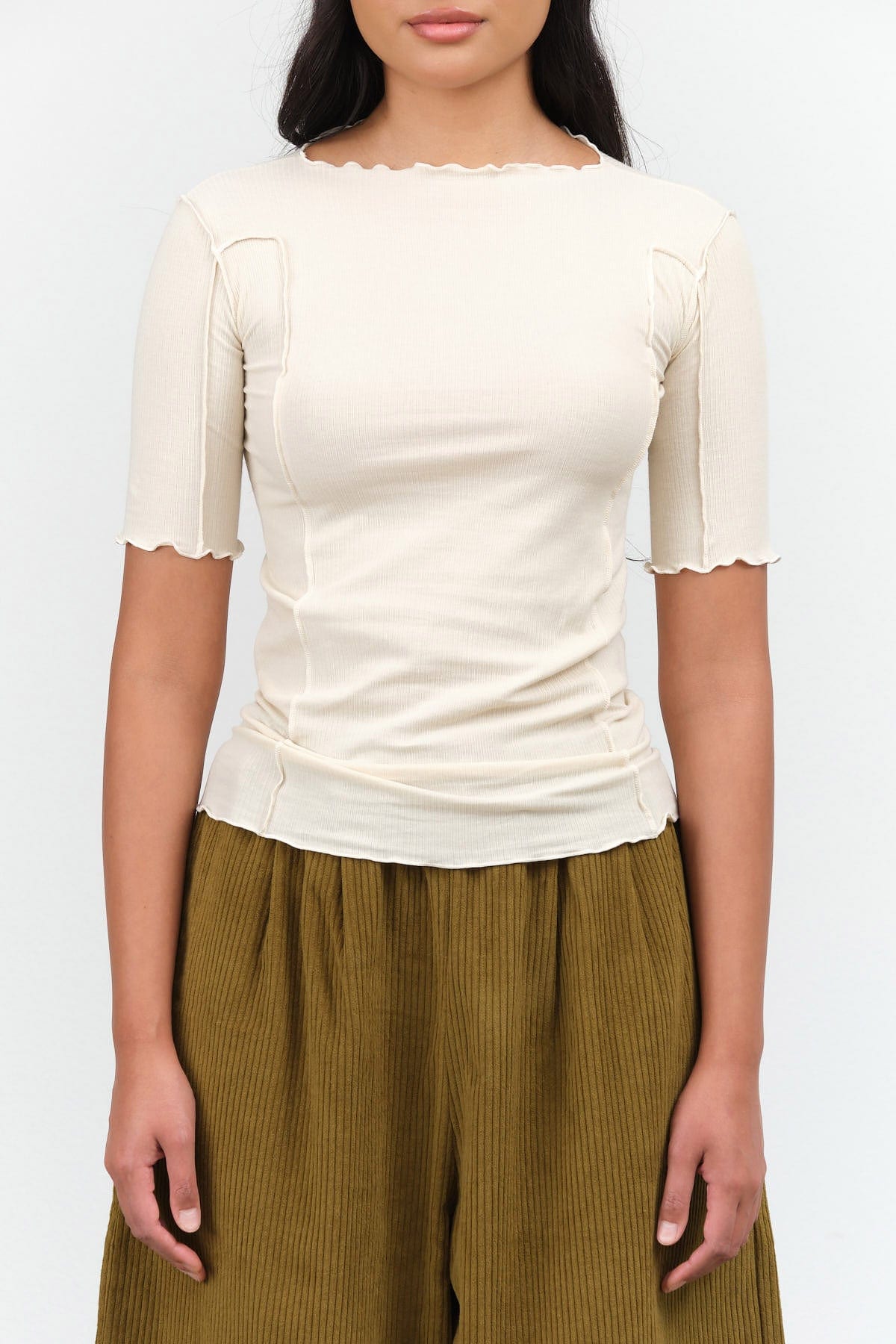 Baserange Apparel Womens Tees Omato 3/4 Tee in Off White