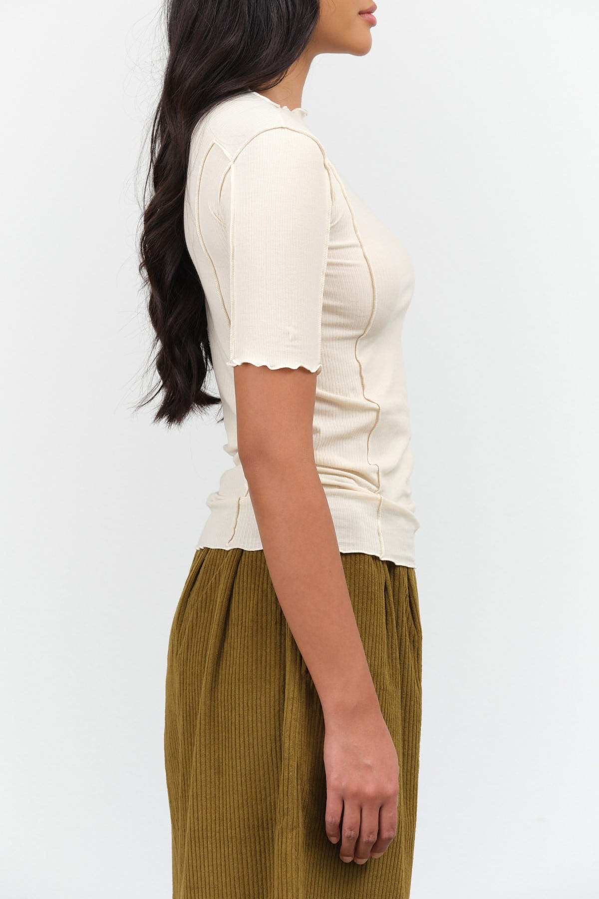 Baserange Apparel Womens Tees Omato 3/4 Tee in Off White