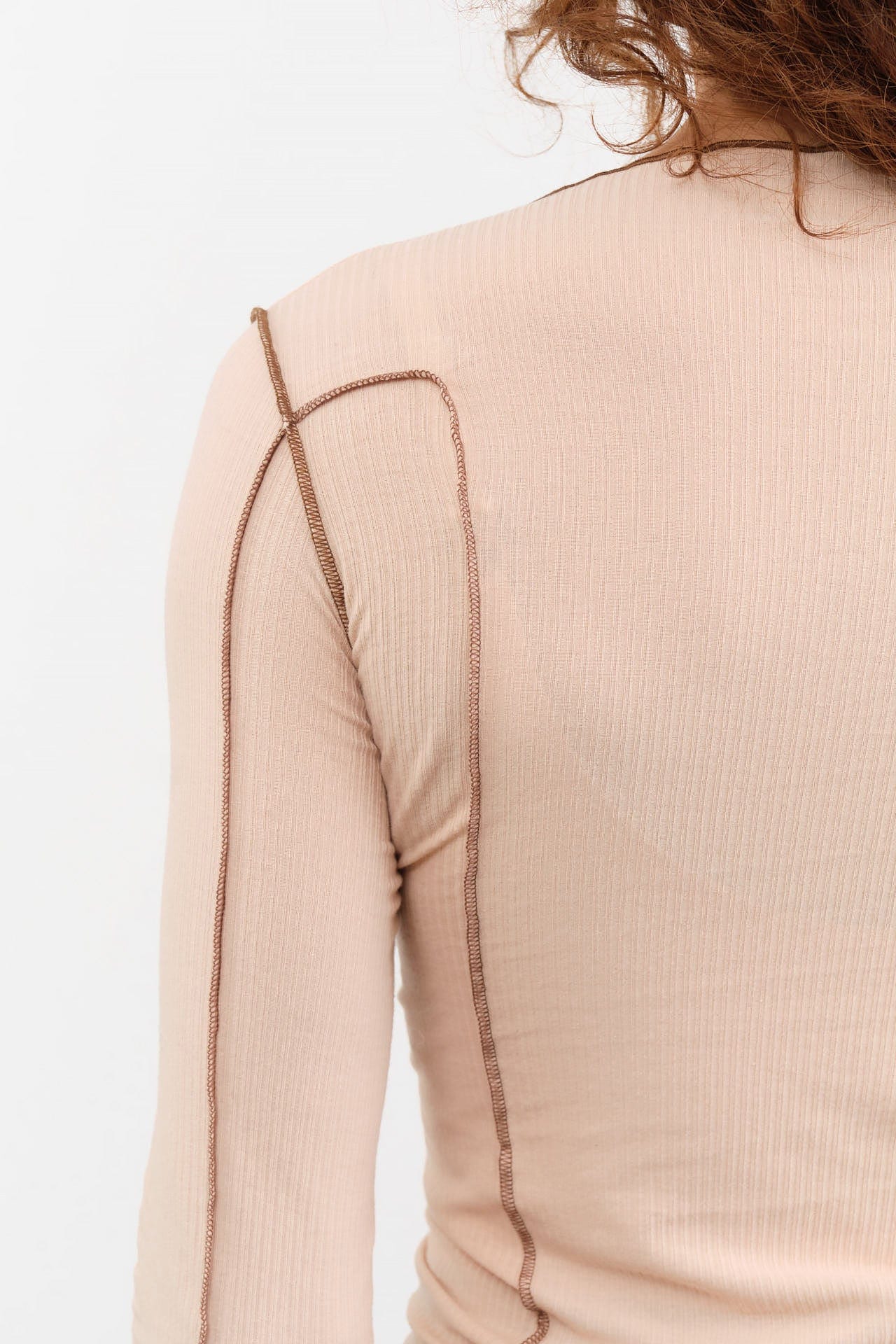 Baserange Apparel Womens Tees Omato Long Sleeve Tee in Beige