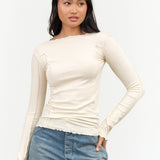 Baserange Apparel Womens Tees Omato Long Sleeve Tee in Off White Off White / XSmall