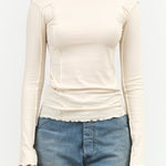 Baserange Apparel Womens Tees Omato Long Sleeve Tee in Off White