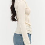 Baserange Apparel Womens Tees Omato Long Sleeve Tee in Off White