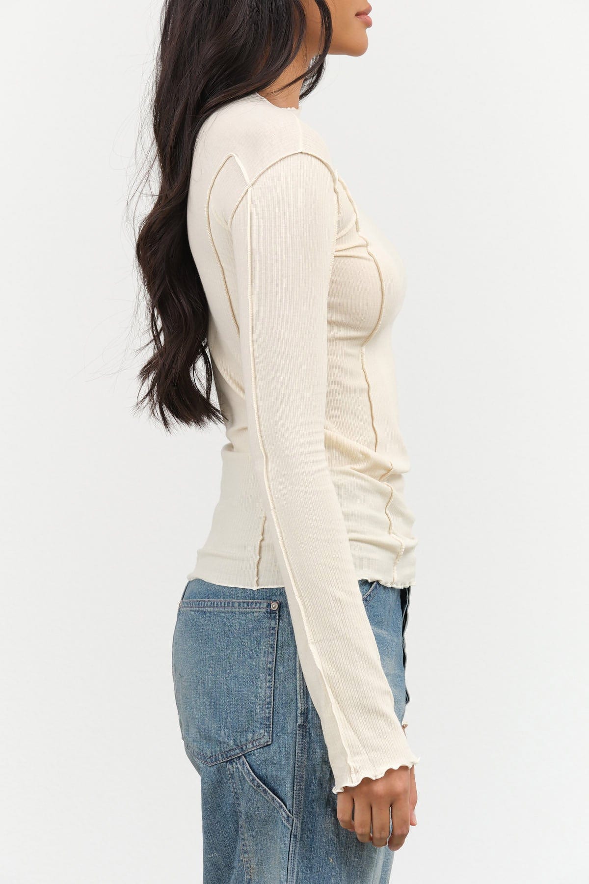 Baserange Apparel Womens Tees Omato Long Sleeve Tee in Off White