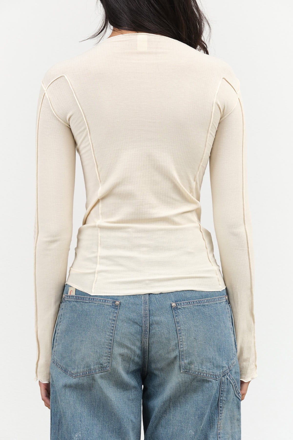 Baserange Apparel Womens Tees Omato Long Sleeve Tee in Off White