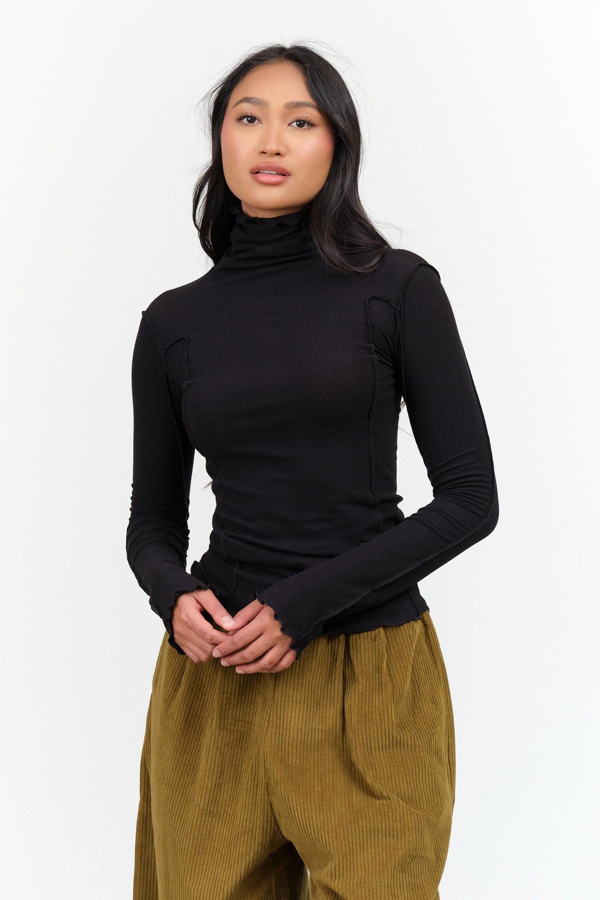 Baserange Apparel Womens Tees Omato Turtleneck in Black Black / XSmall