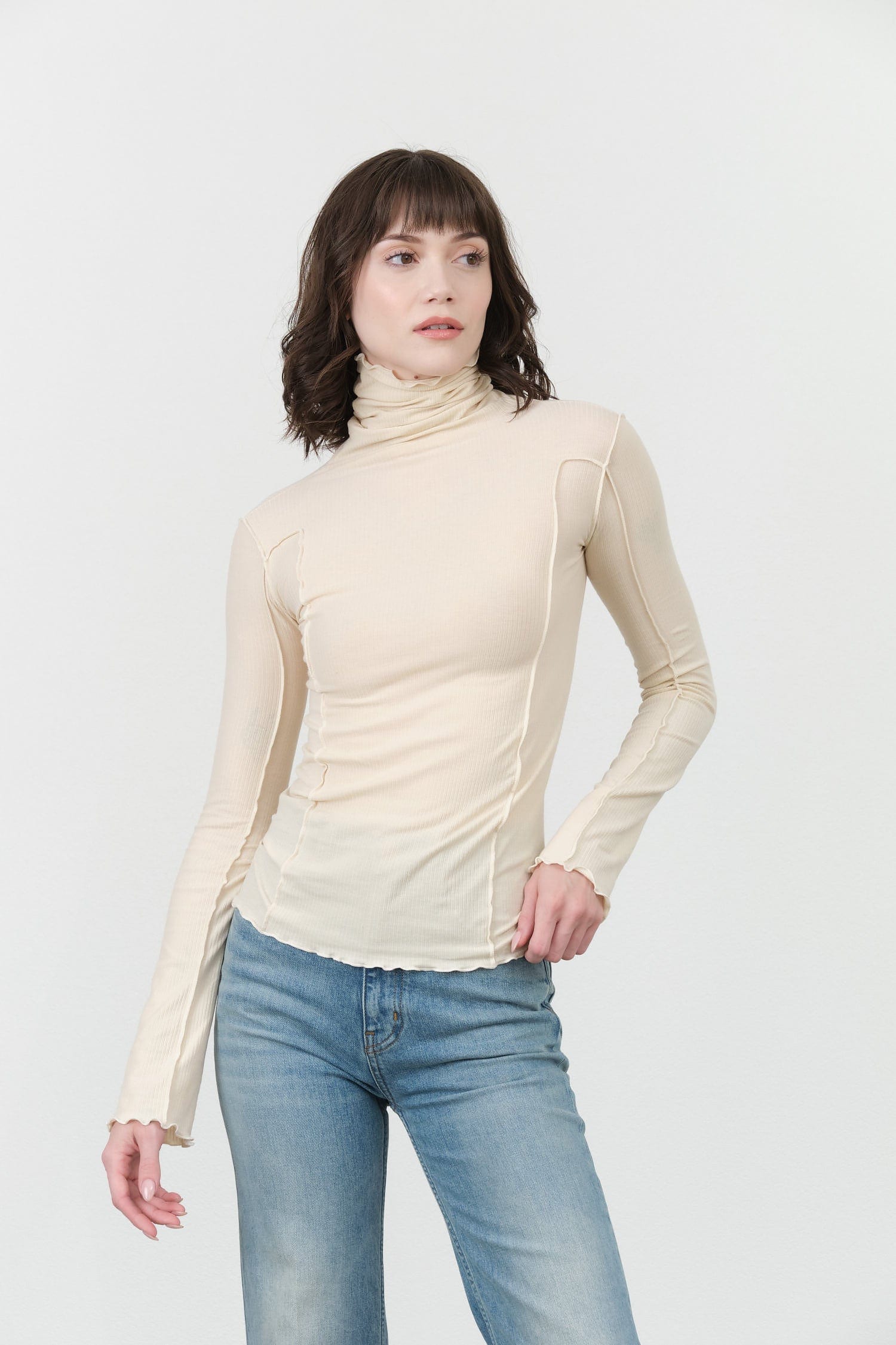 Baserange Apparel Womens Tees Omato Turtleneck in Off White Off White / XSmall