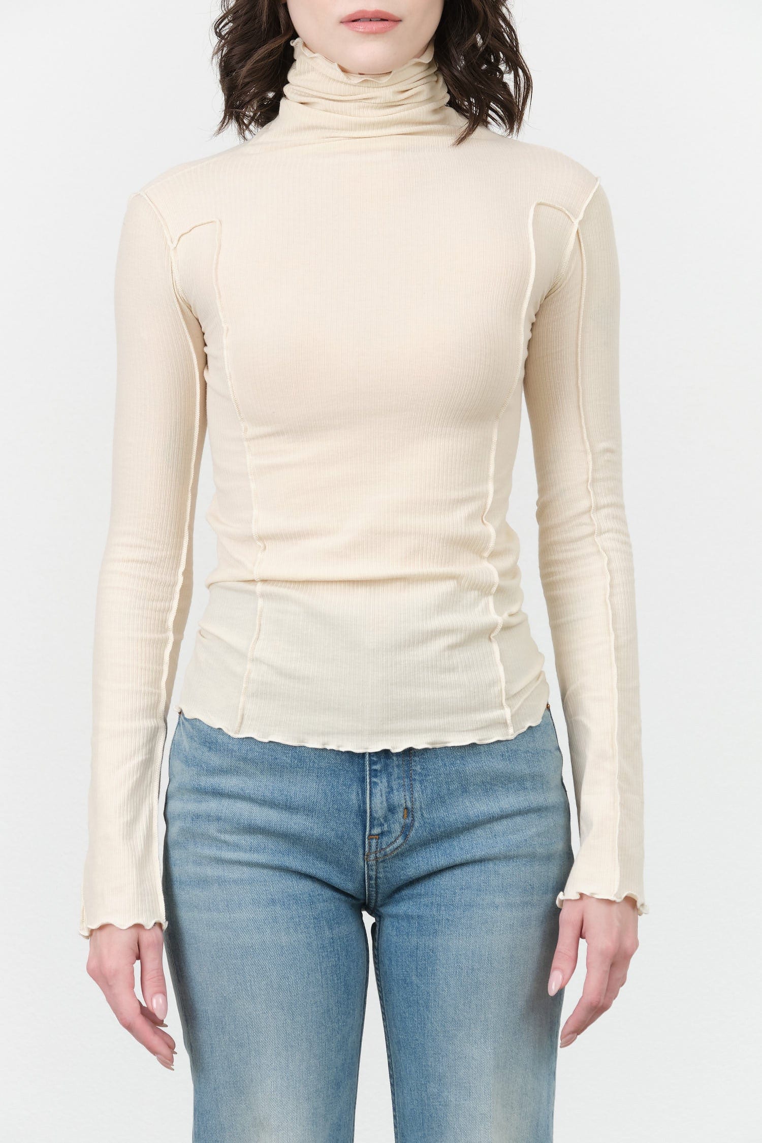 Baserange Apparel Womens Tees Omato Turtleneck in Off White