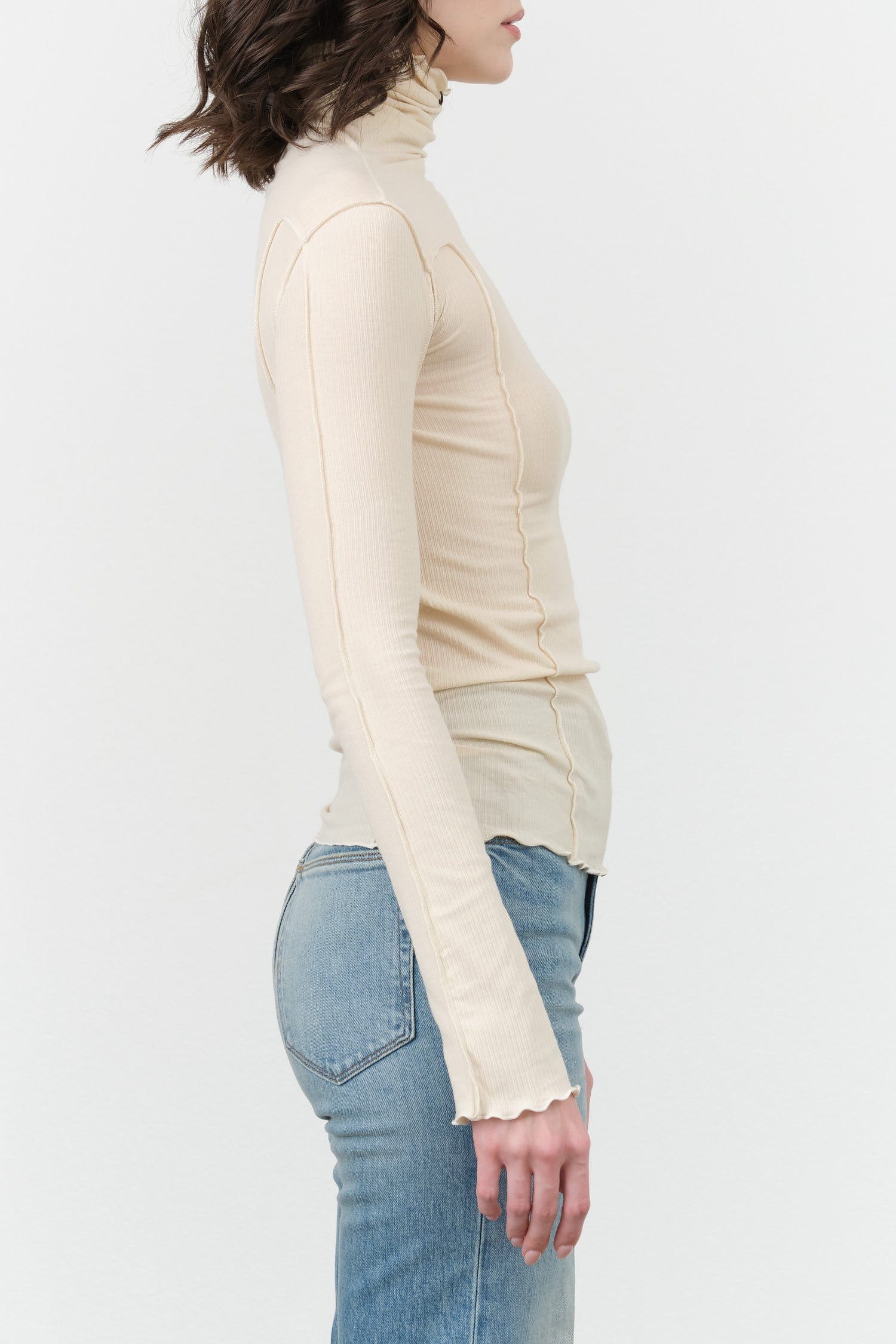 Baserange Apparel Womens Tees Omato Turtleneck in Off White