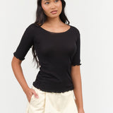 Baserange Apparel Womens Tees Pama 3/4 Top in Black Black / XSmall