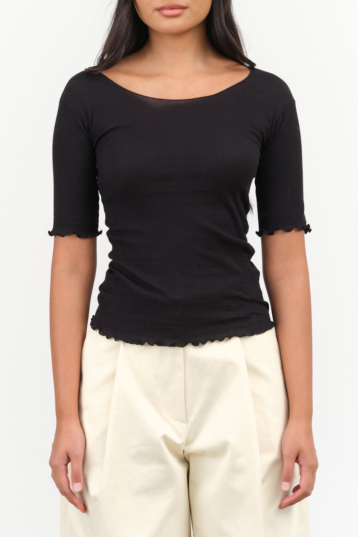 Baserange Apparel Womens Tees Pama 3/4 Top in Black