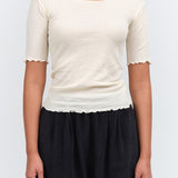 Baserange Apparel Womens Tees Pama 3/4 Top in Off White