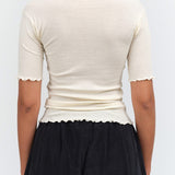 Baserange Apparel Womens Tees Pama 3/4 Top in Off White