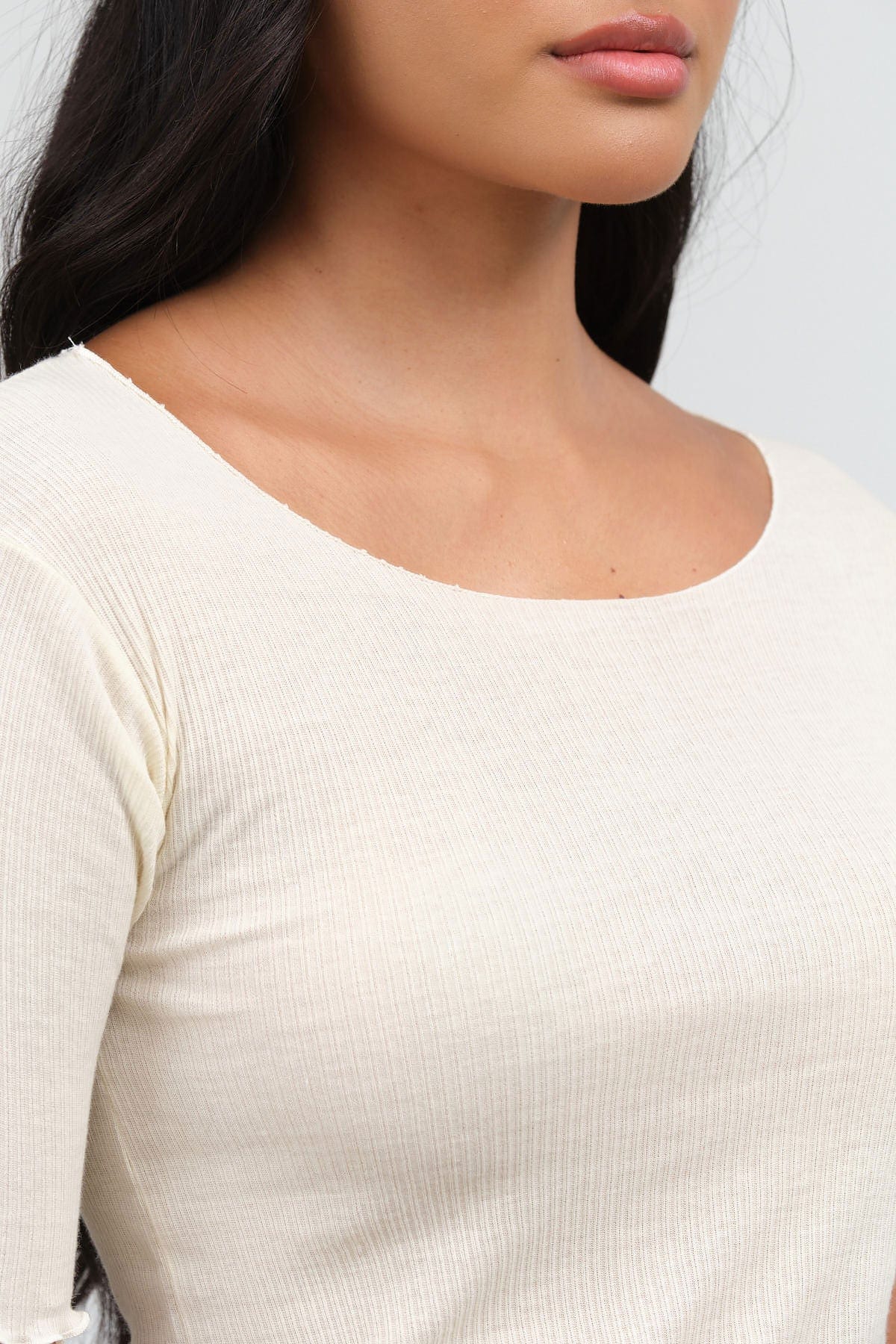 Baserange Apparel Womens Tees Pama 3/4 Top in Off White