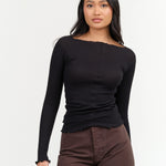 Baserange Apparel Womens Tees Pama Long Sleeve in Black Black / XSmall