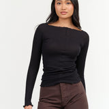 Baserange Apparel Womens Tees Pama Long Sleeve in Black Black / XSmall