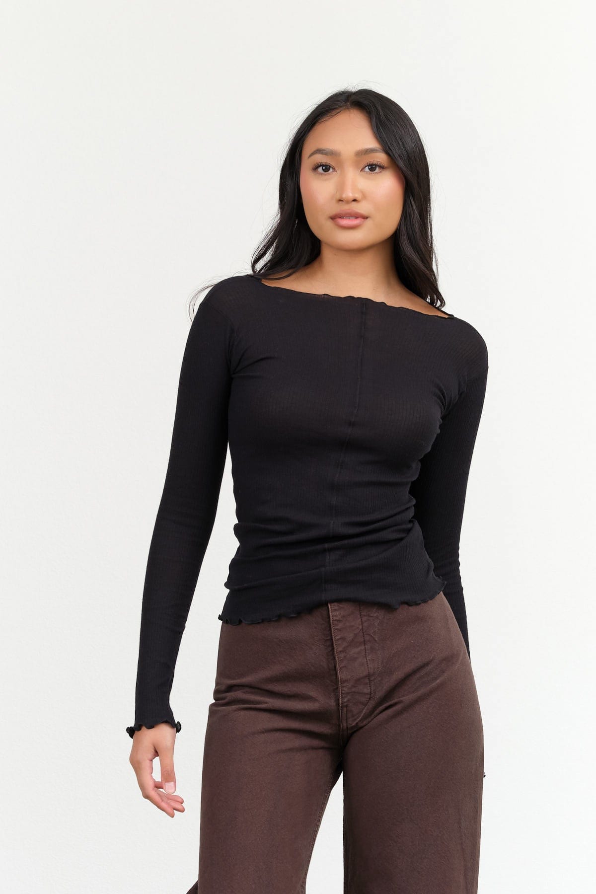Baserange Apparel Womens Tees Pama Long Sleeve in Black Black / XSmall