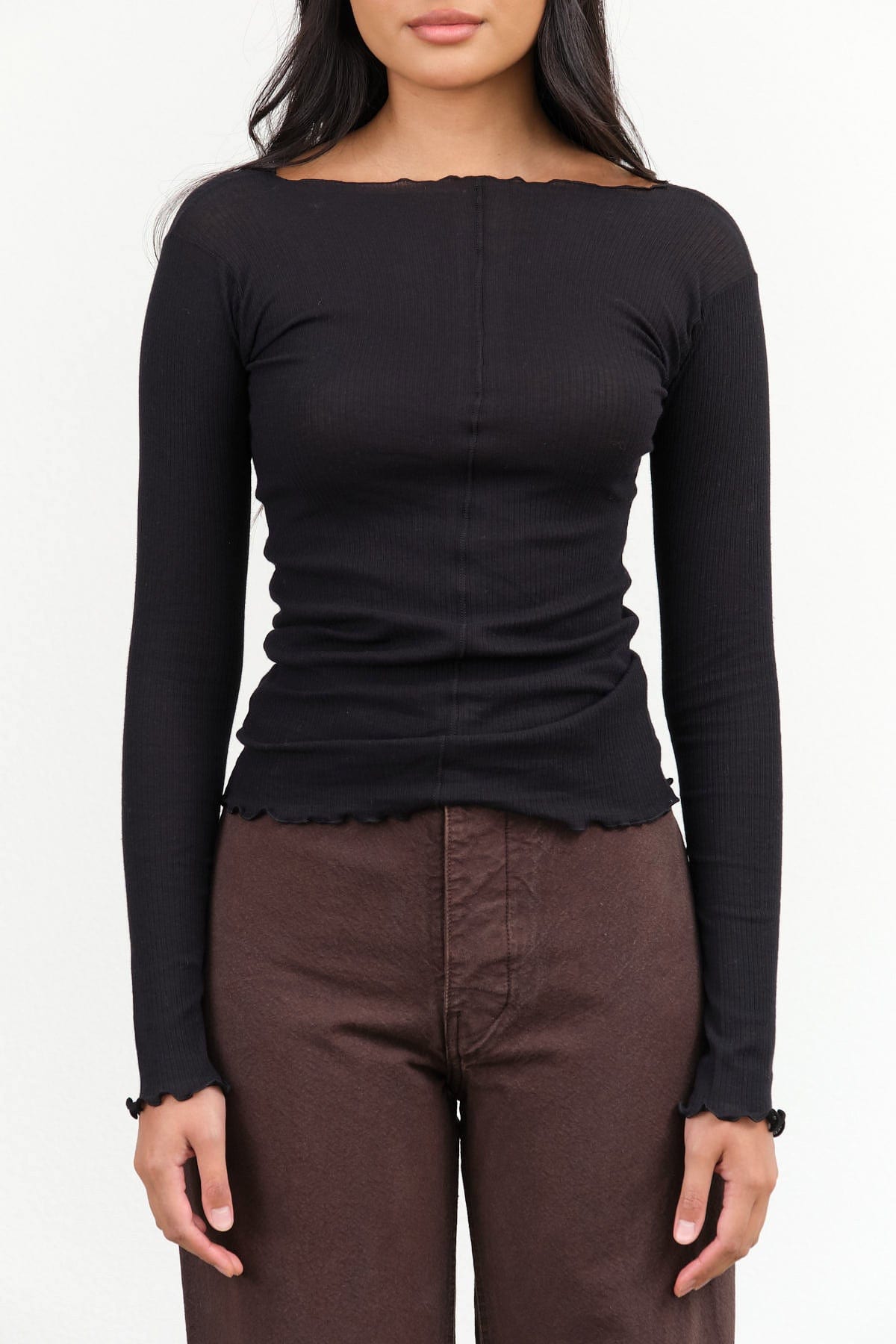Baserange Apparel Womens Tees Pama Long Sleeve in Black