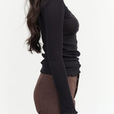 Baserange Apparel Womens Tees Pama Long Sleeve in Black