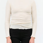 Baserange Apparel Womens Tees Pama Long Sleeve in Off White
