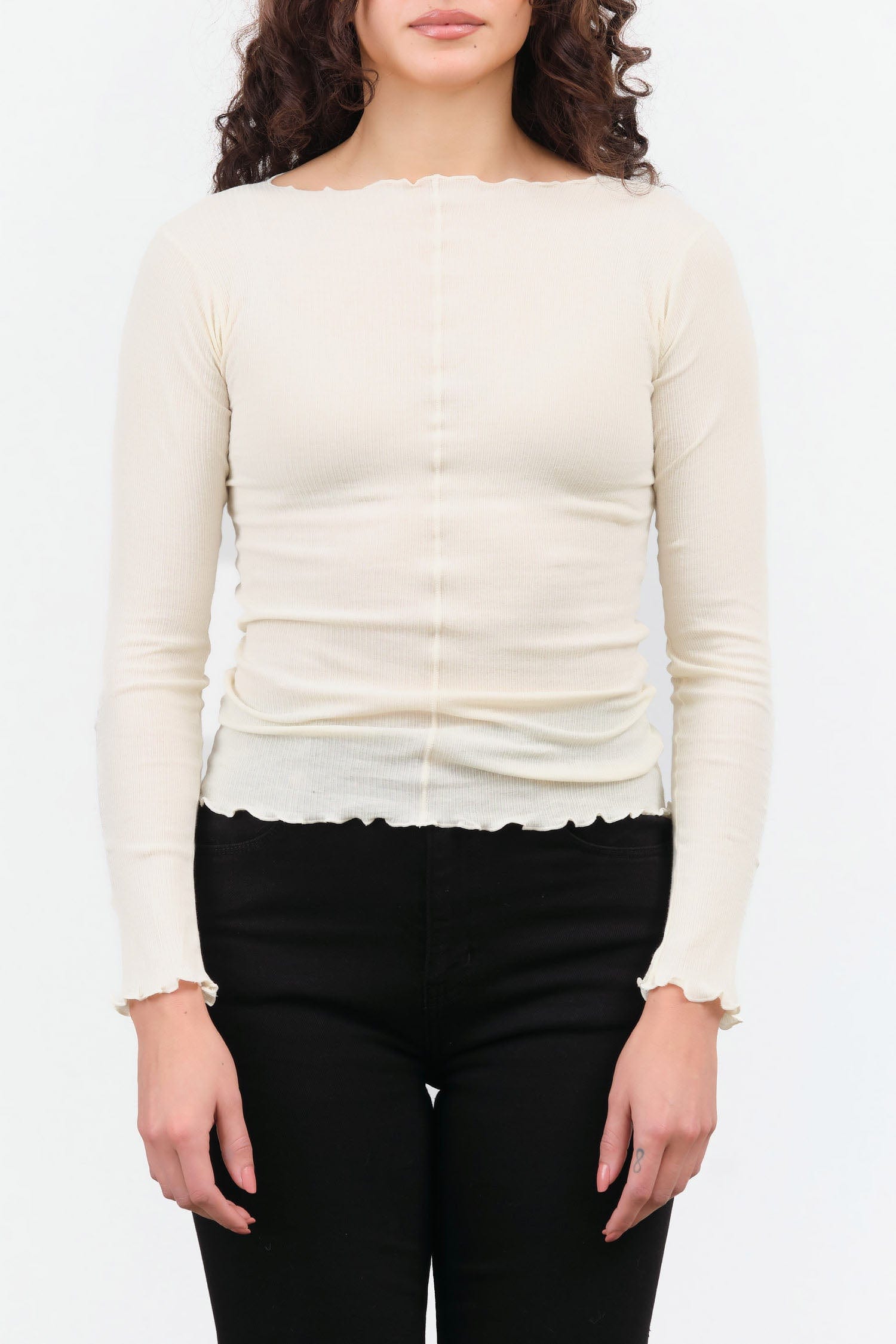 Baserange Apparel Womens Tees Pama Long Sleeve in Off White