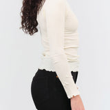 Baserange Apparel Womens Tees Pama Long Sleeve in Off White