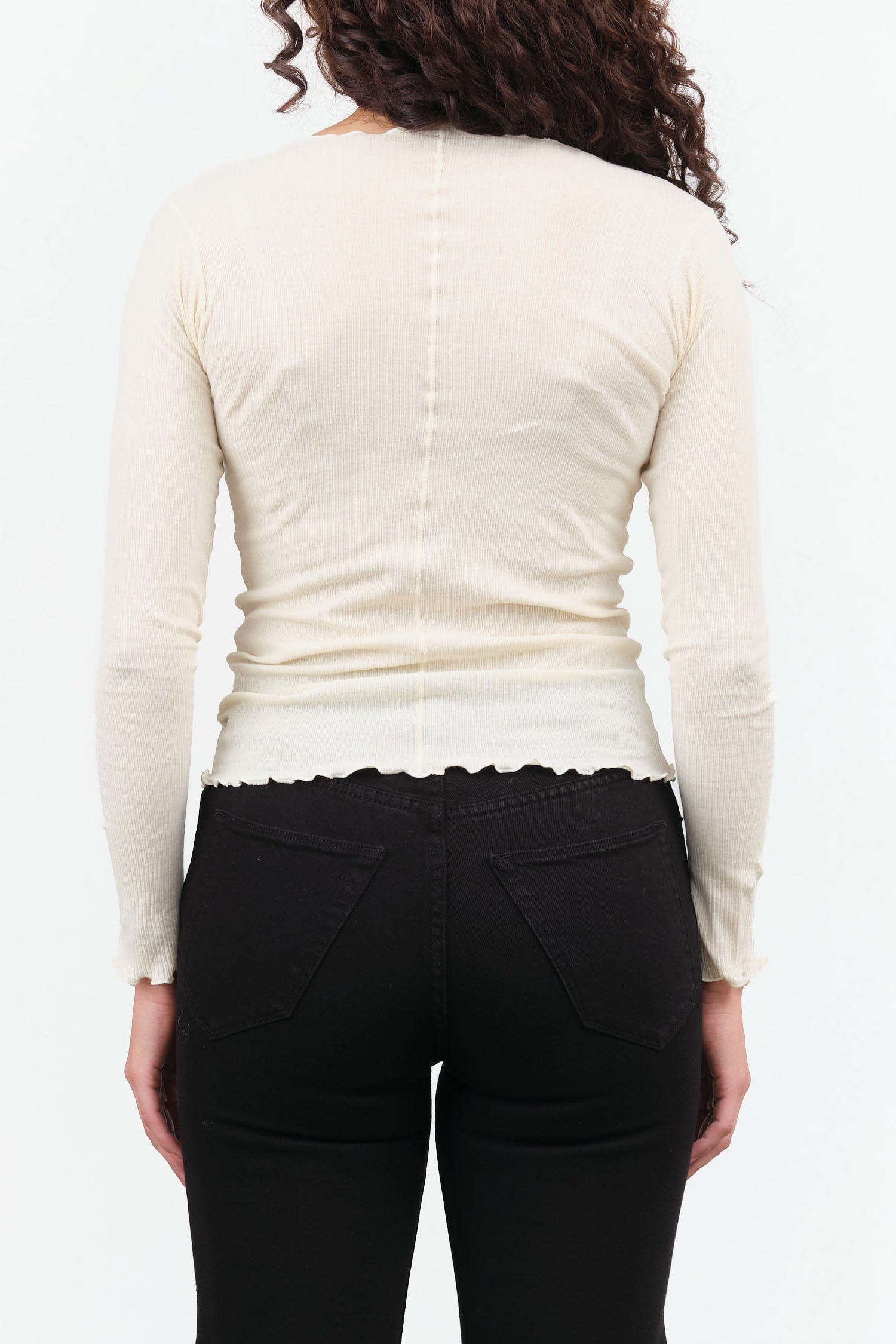 Baserange Apparel Womens Tees Pama Long Sleeve in Off White
