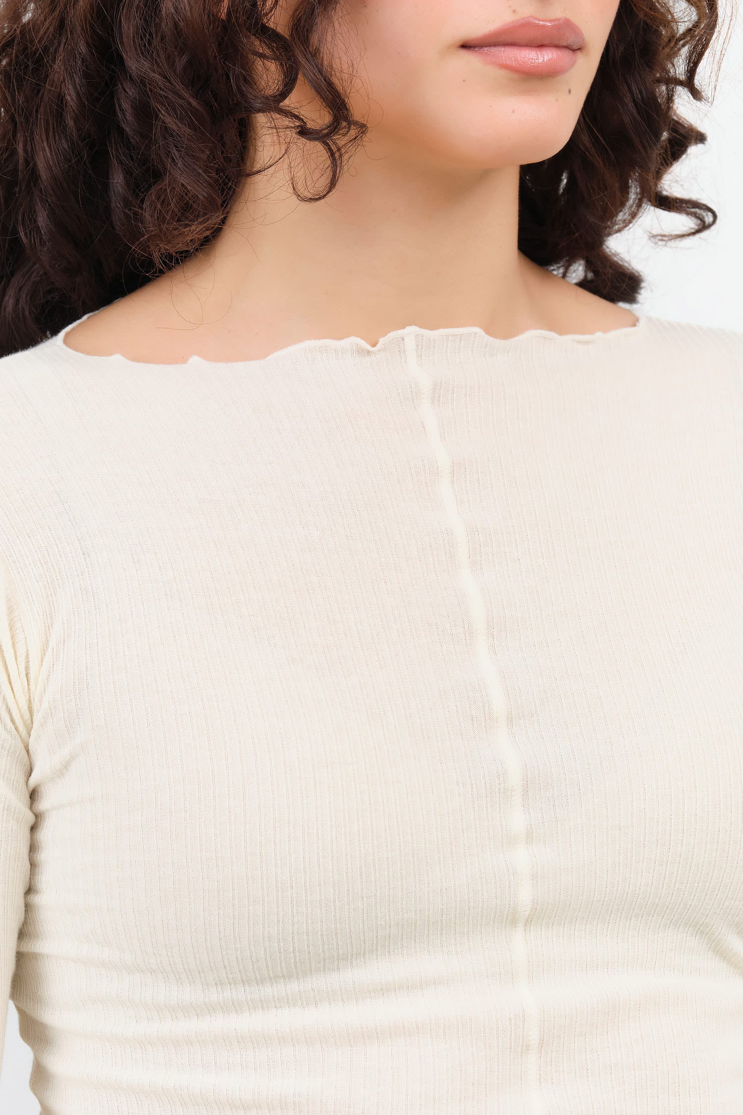 Baserange Apparel Womens Tees Pama Long Sleeve in Off White