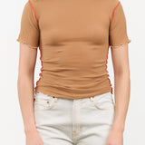 Baserange Apparel Womens Tees Vein Tee Shirt in Alamillo Brown