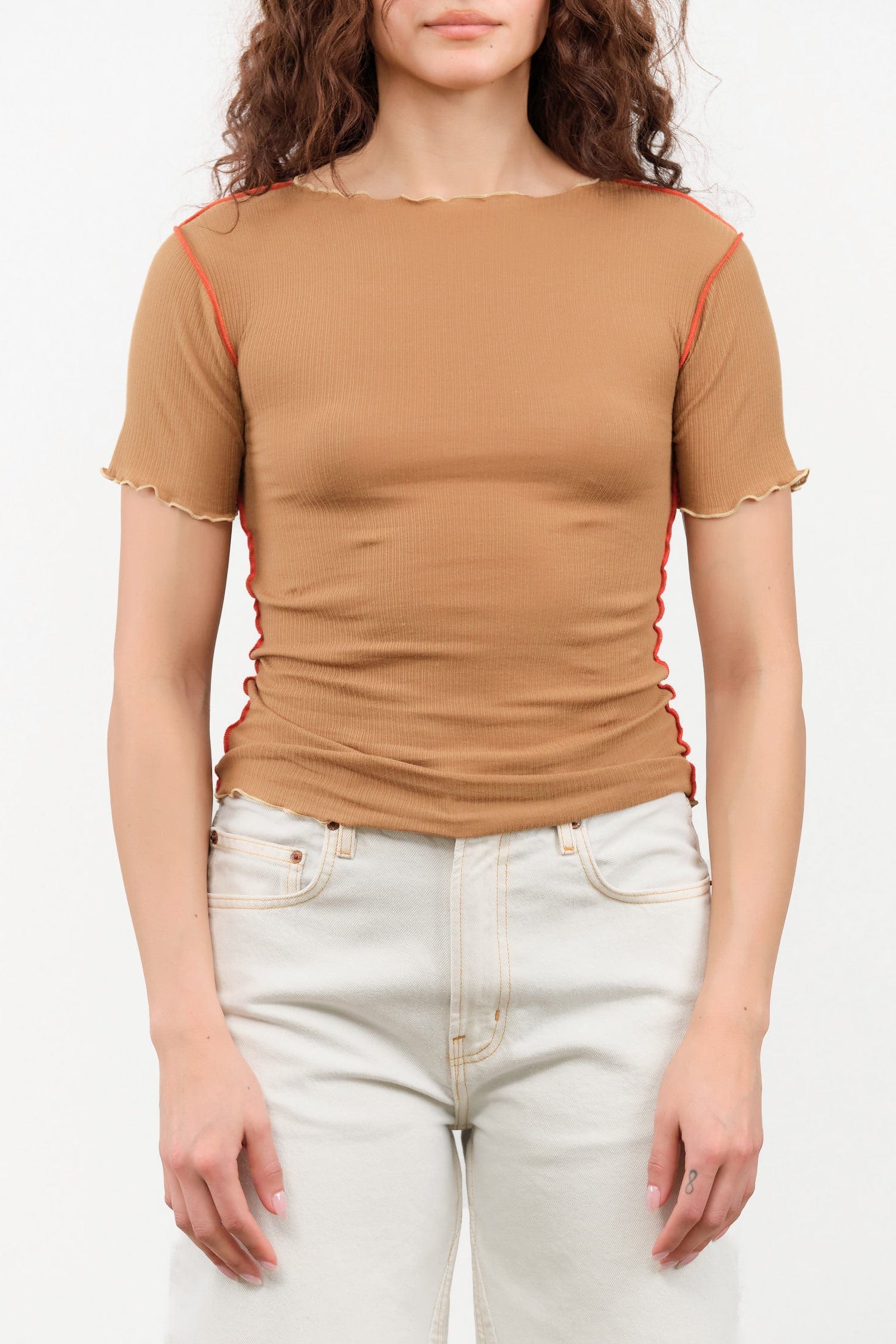 Baserange Apparel Womens Tees Vein Tee Shirt in Alamillo Brown