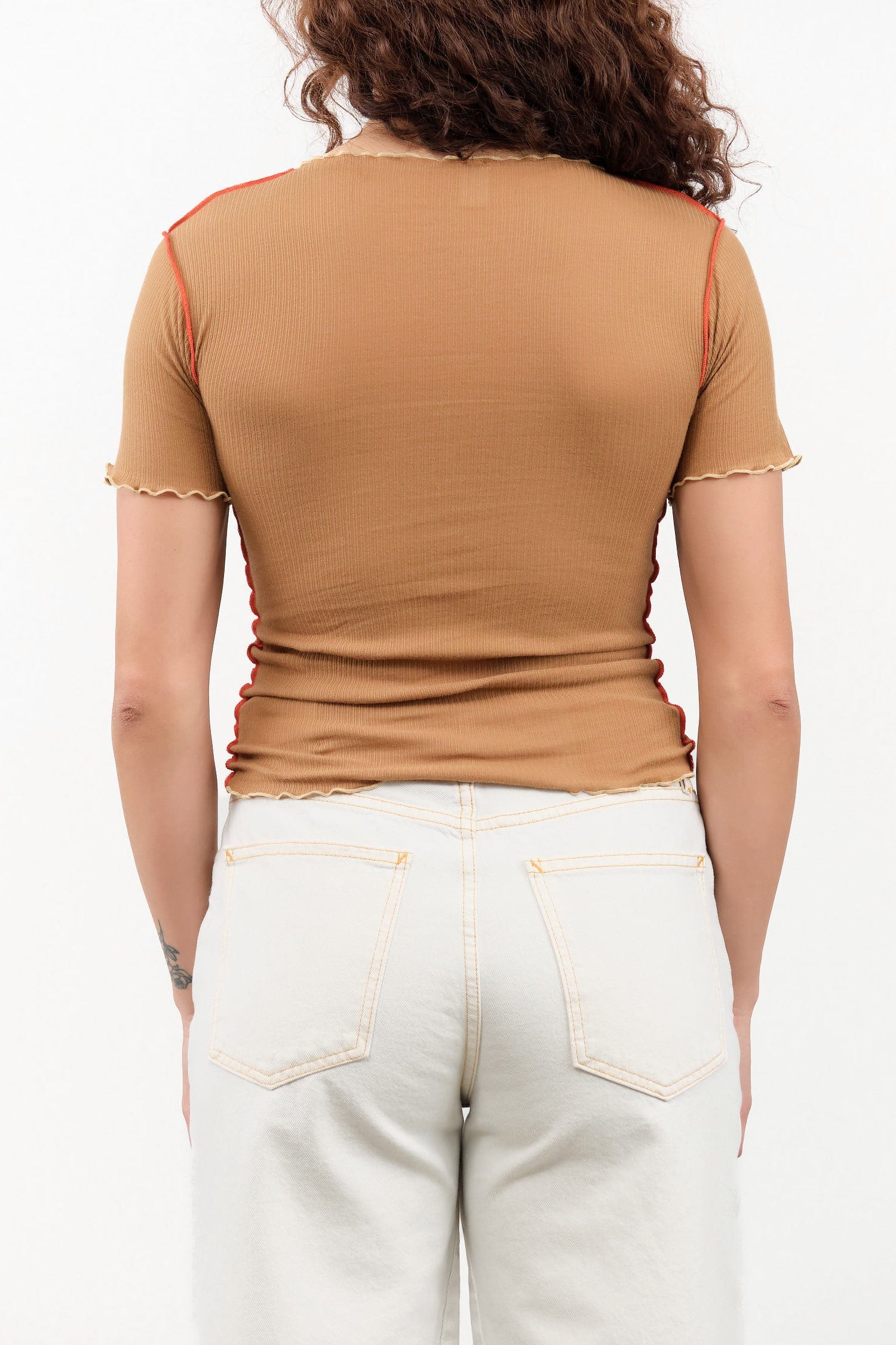 Baserange Apparel Womens Tees Vein Tee Shirt in Alamillo Brown