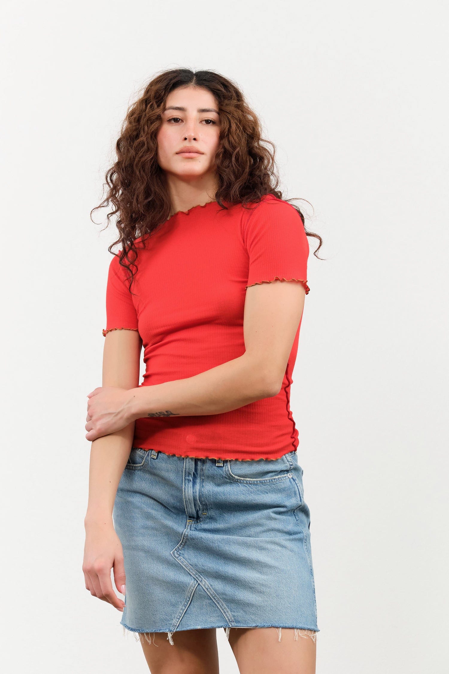 Baserange Apparel Womens Tees Vein Tee Shirt in My Red