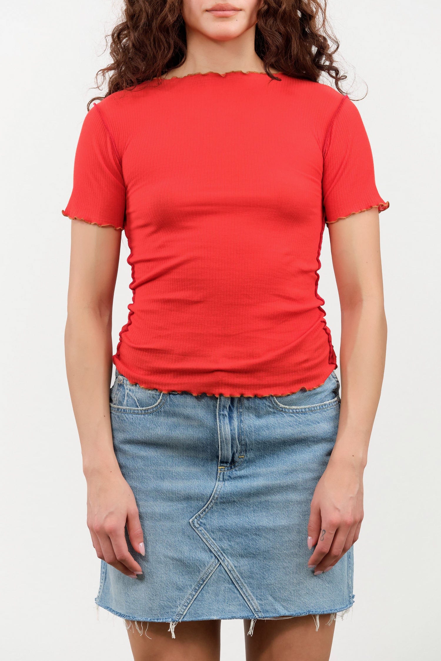Baserange Apparel Womens Tees Vein Tee Shirt in My Red