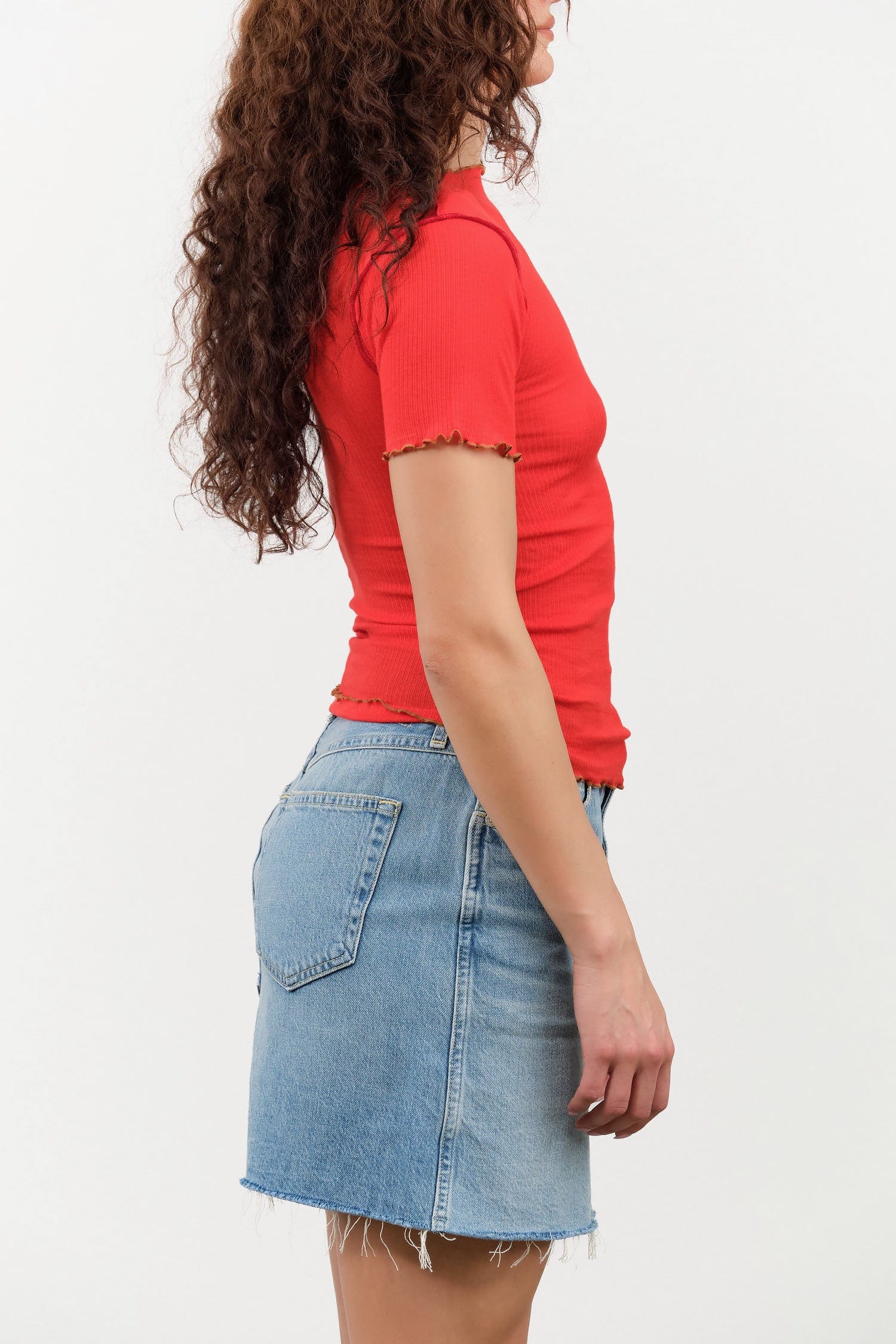 Baserange Apparel Womens Tees Vein Tee Shirt in My Red