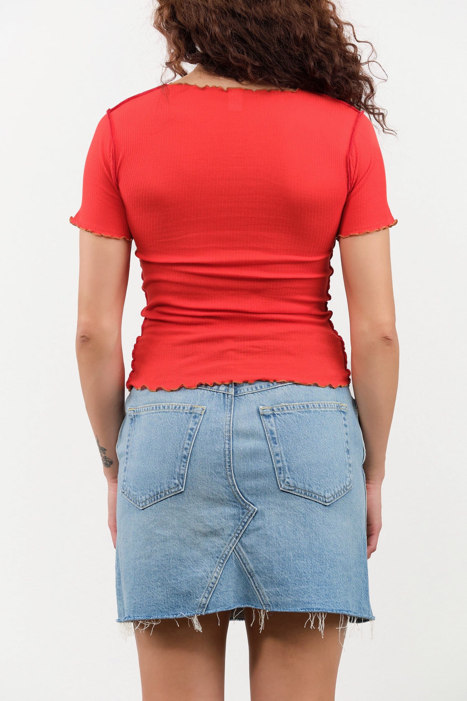 Baserange Apparel Womens Tees Vein Tee Shirt in My Red