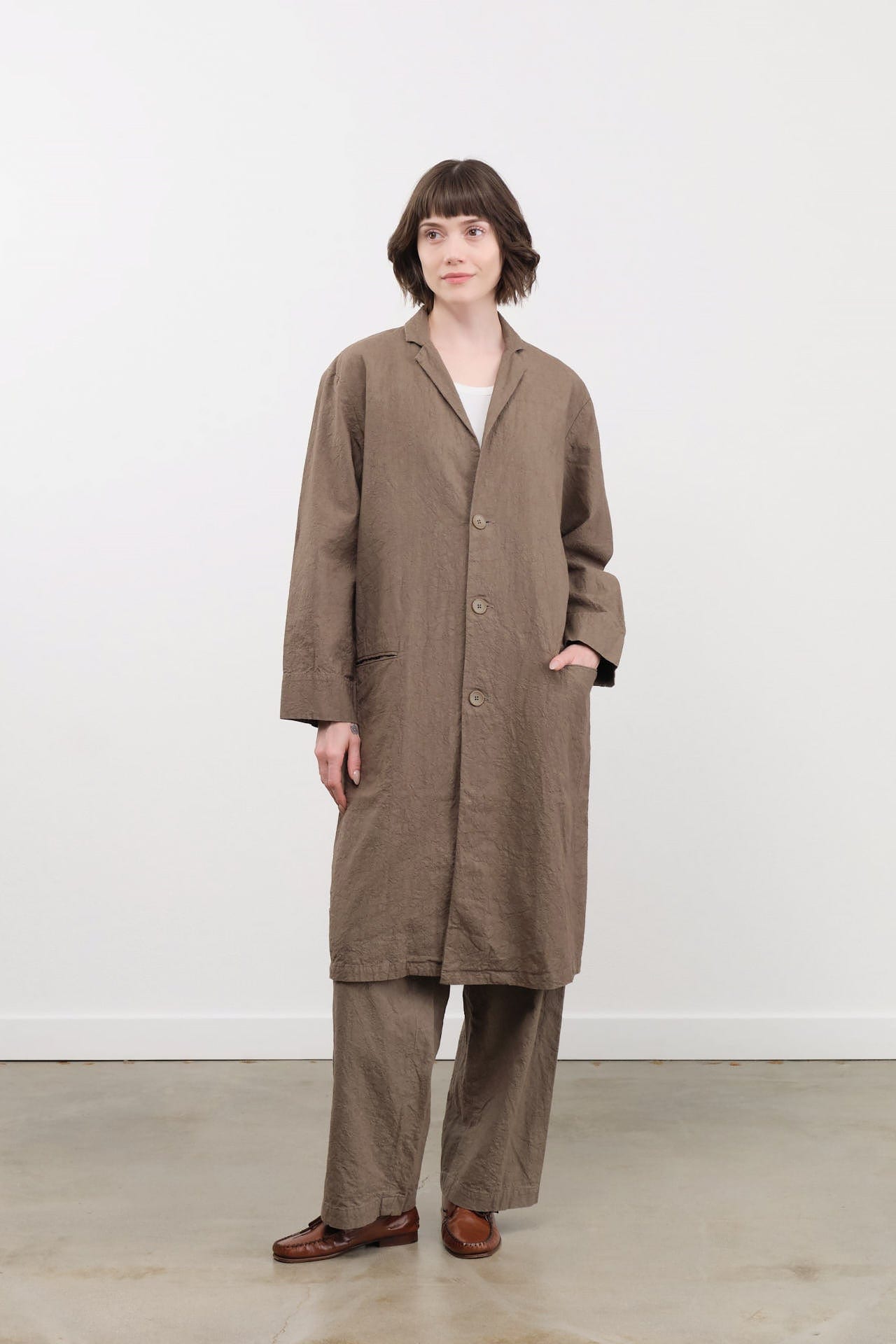 Black Crane Apparel Womens Outerwear Crinkled Coat