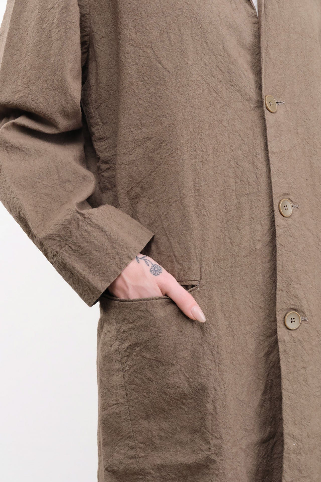 Black Crane Apparel Womens Outerwear Crinkled Coat