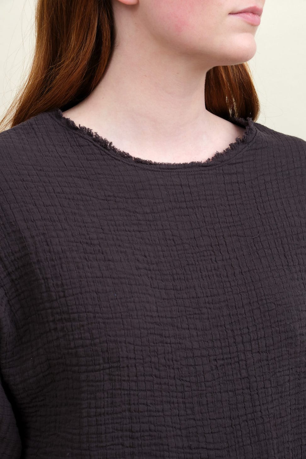 Neckline on Dolman Top in Graphite