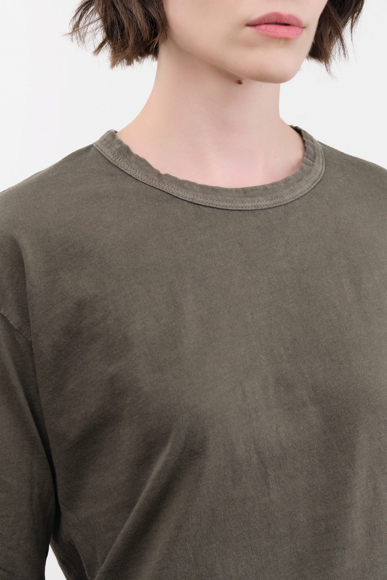 Black Crane Apparel Womens Blouses Regular Long Sleeve Tee in Slate